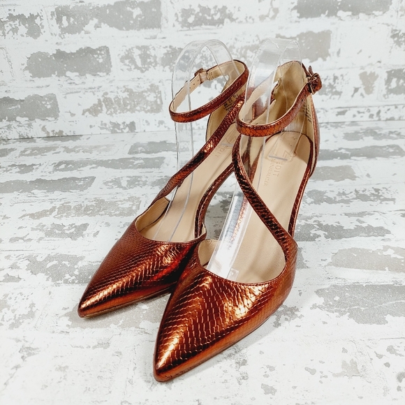 New 27 Edit Abilyn Naturalizer Brown Leather Ankle Strap Pointed Toe Pump B494 - Picture 2 of 15